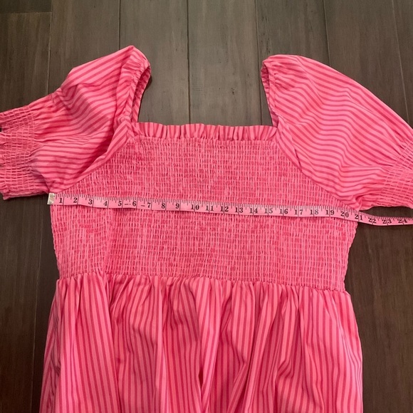 DRAPER JAMES Cam Smocked Dress In Pink Stripe Square Neckline Stretchy Size 2X - Picture 7 of 7